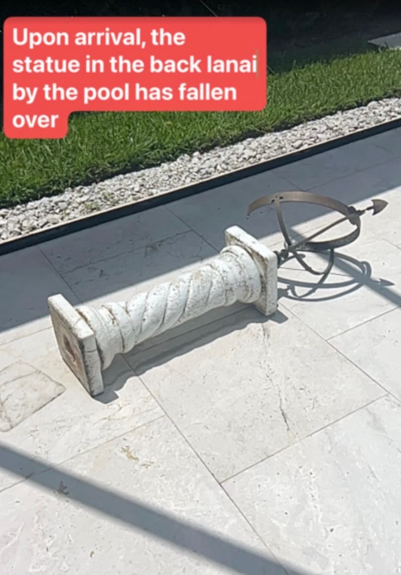 Issue flagged — fallen statue